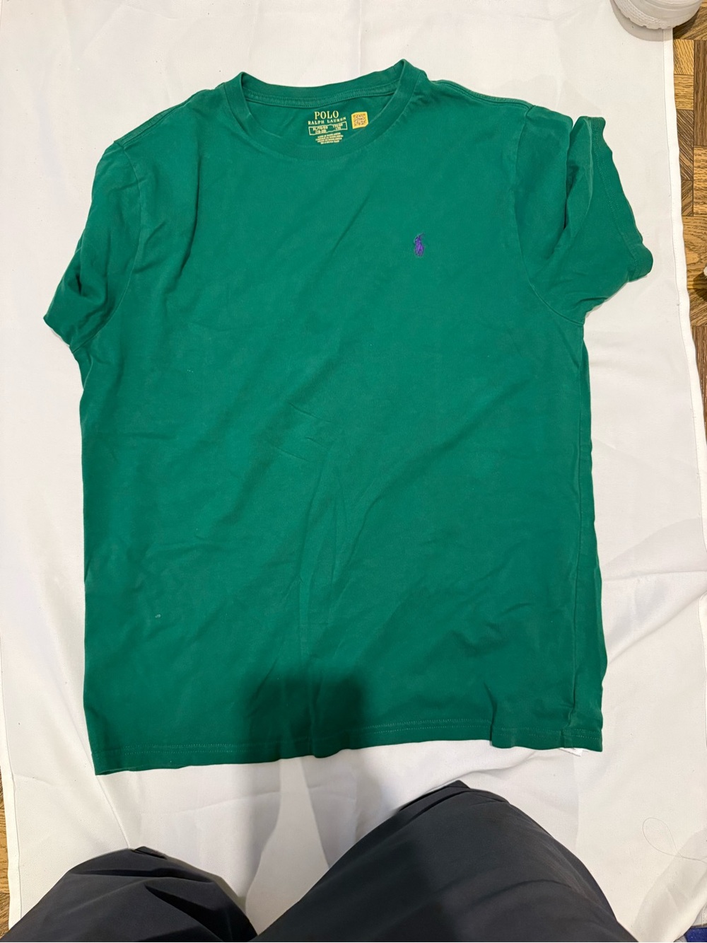 Polo by Ralph Lauren Teal Crewneck Tee with Yellow Logo Print